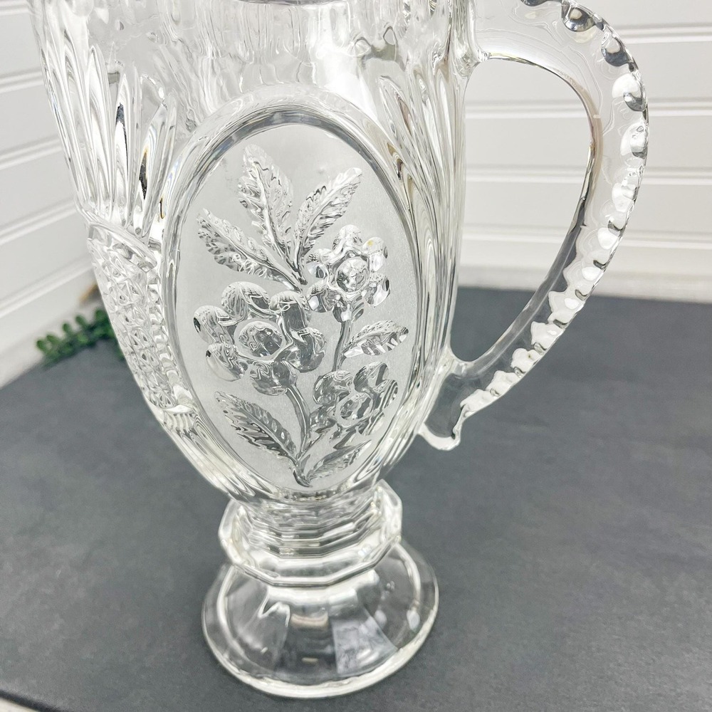 Vintage Crystal Water Pitcher: Flora Collection - Picture 2 of 7